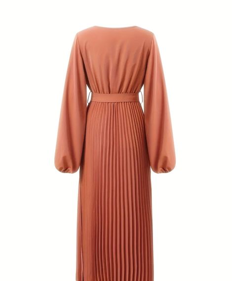 👗 Сукня жіноча плісирована максі з запахом, теракотова, розмір XL | Зображення 1