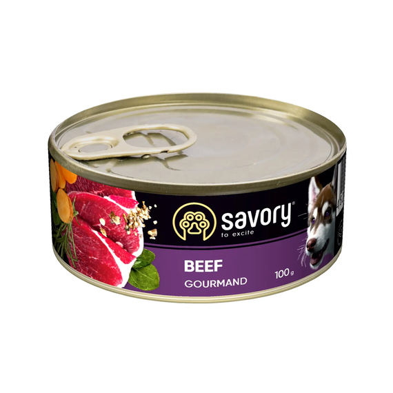 Влажный корм консерва Savory Adult Beef для взрослых собак, говядина 100г