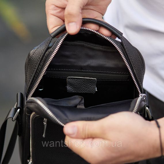 Чоловіча шкіряна сумка-барсетка через плече чорна Tiding Bag TM-87532 | Зображення 6