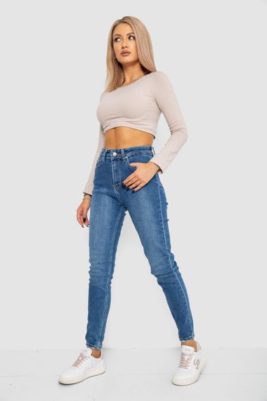 Джинси жіночі Mom-fit стрейч, колір синій, 244R1162 | Зображення 2