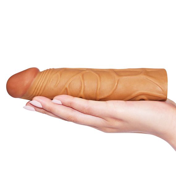 Насадка на член - Pleasure X-Tender Penis Sleeve Add 1" Brown sexstyle | Зображення 4