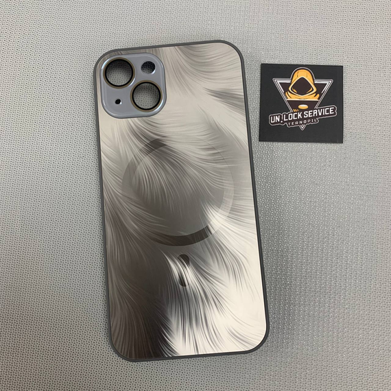 Чохол для iPhone 13 TPU MagSafe з візерунком пір'я Сірий