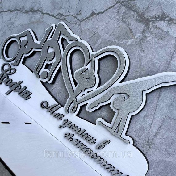 Медальница с полкой для кубков Деревянный держатель для медалей Органайзер для наград гимнастика | Зображення 4