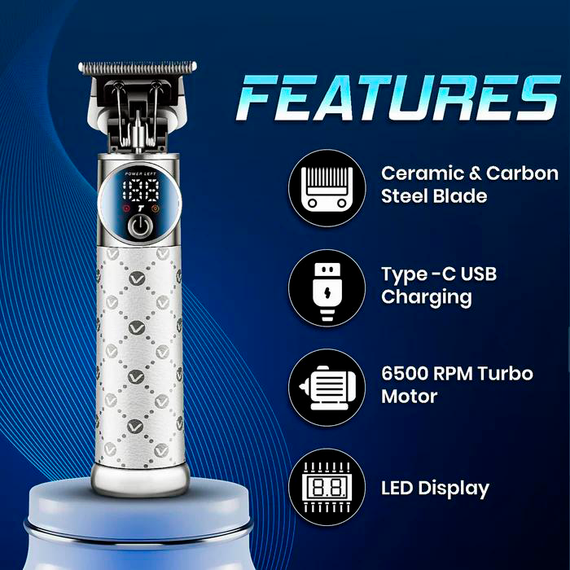Триммер аккумуляторный VGR V-942 WHITE, 4 насадки, LED дисплей | Зображення 5