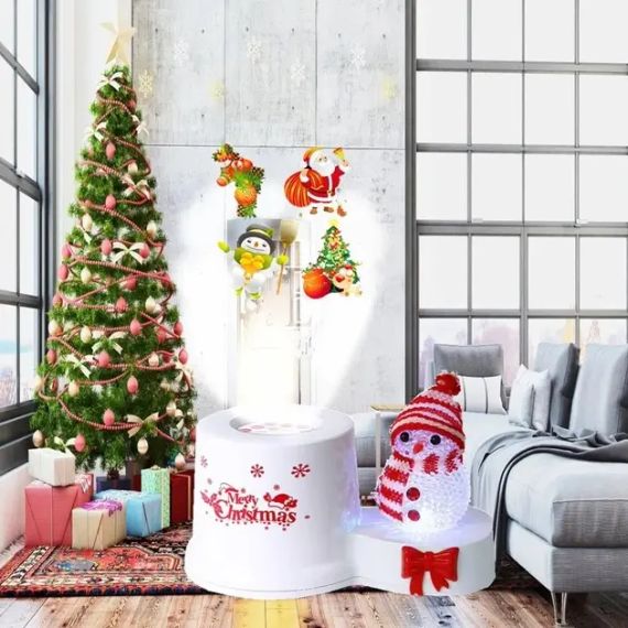 Светодиодный новогодний проектор - ночник с фигуркой снеговика 1367-2 | Зображення 2