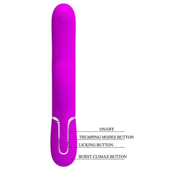 Пульсатор із кліторальним стимулятором серії Pretty Love - Gigi Purple 7 thumping functions 7 licking modes, BW-500035 sexstyle | Зображення 9
