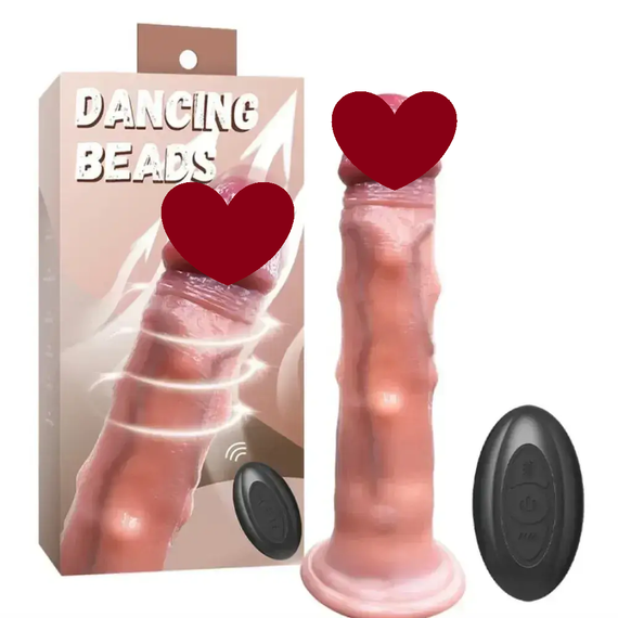 Фалоімітатор DANCING BEADS з рухомими кульками на корпусі та пультом управління Sex Aura