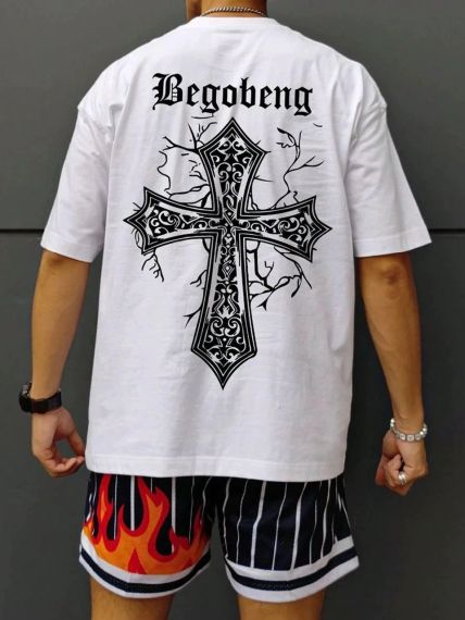 Футболка мужская с принтом повседневная XL Белая