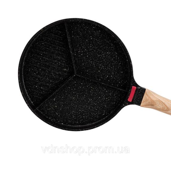 Сковорода гриль Ø 25 см на три секции с антипригарным покрытием круглая черная HP39575B | Зображення 2