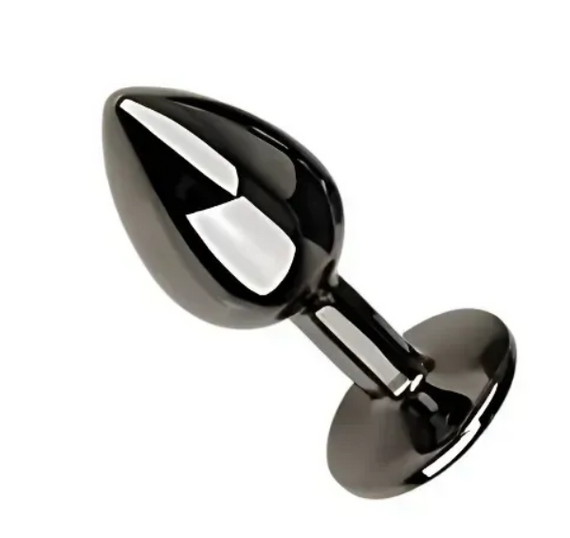 Анальная пробка с кристаллом EGZO - Dark Gray Round Plug Red, size S Sex Aura | Зображення 3