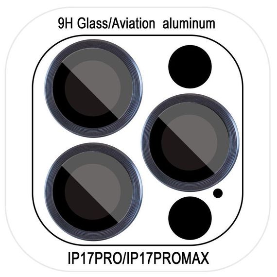 Захисне скло Metal Classic на камеру (у упак.) для Apple iPhone 17 Pro (6.3") / 17 Pro Max (6.9") Чорний / Black Синій / Dark Blue