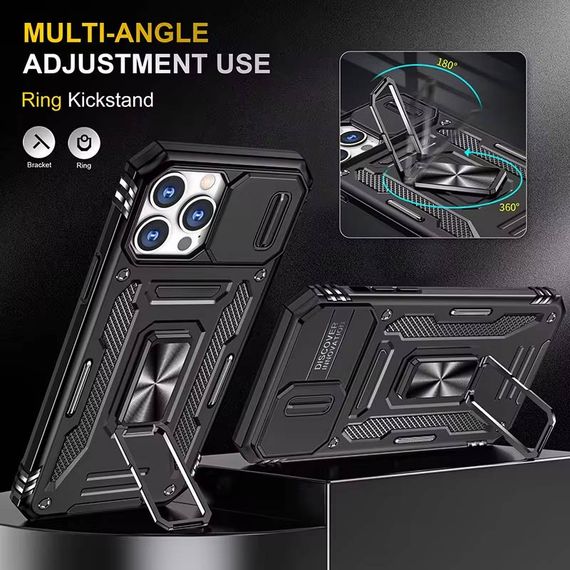Ударопрочный чехол Camshield Army Ring для Apple iPhone 13 Pro (6.1") Черный / Black | Зображення 4