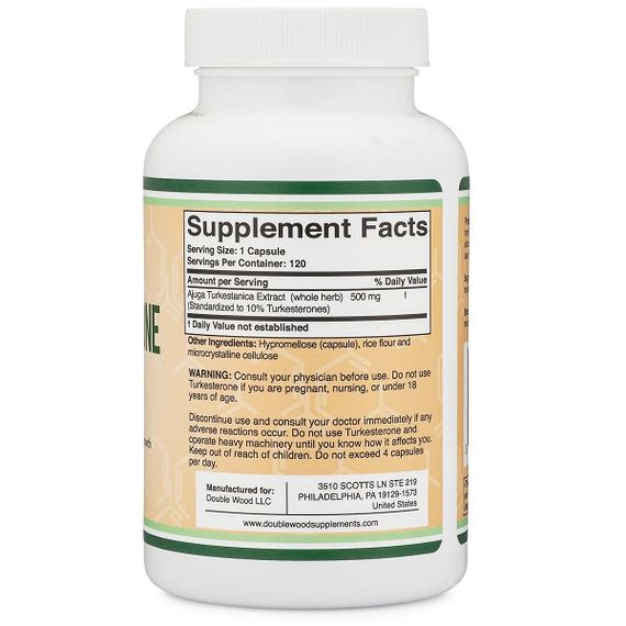Тестостероновий комплекс Double Wood Ajuga Turkestanica Extract 500 mg Standardized to 10% Turkesterones 120 Caps | Зображення 2