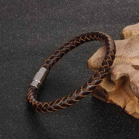 Чоловічий шкіряний браслет Primo Collar з магнітною застібкою - Brown | Зображення 1