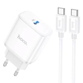 МЗП Hoco C104A PD20W (1USB-C) + кабель Type-C to Type-C White