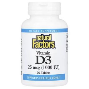 Витамин Natural Factors Витамин D3, 1000 МЕ, Vitamin D3, 90 таблеток (NFS-01050)