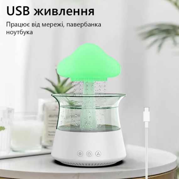 Атмосферный ультразвуковой увлажнитель воздуха гриб Rainfall с эффектом дождя. Ночник увлажнитель воздуха | Зображення 3
