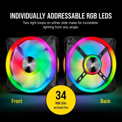 Кулер для корпуса Corsair QL Series, QL140 RGB, 140mm RGB LED Fan (CO-9050100-WW) | Зображення 2