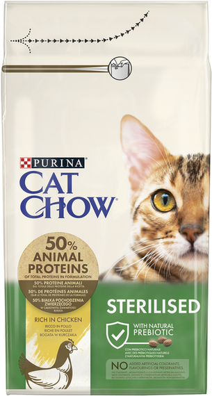 Сухий корм Purina Cat Chow Sterilised для дорослих стерилізованих котів, курка 1.5кг | Зображення 1