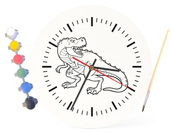 Детский набор для творчества часы раскраска Динозавр Тиранозавр Рекс 30 см (Г0198) | Зображення 3