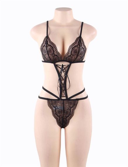 Комплект прозрачного кружевного белья Star Night Sheer Lace Teddy, черный XS-S Sex Aura | Зображення 2