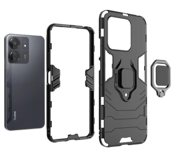 Чехол бампер Primolux Ring Armor для Xiaomi Redmi 13C / Poco C65 - Black | Зображення 2