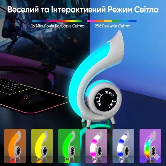 Многофункциональная Bluetooth-колонка с LED-дисплеем, будильником, часами и RGB-подсветкой Abyss G69 Pro Lyrics | Зображення 3