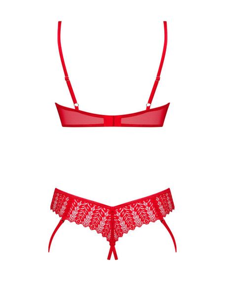 Комплект Obsessive Ingridia 2-pcs crotchless set XL/2XL, червоний, з доступом, відкриті груди Sex Aura | Зображення 3