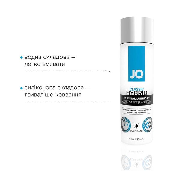 Густа змазка водно-силіконова System JO Classic Hybrid (240 мл) без парабенів, гліцерину та олій | Зображення 2
