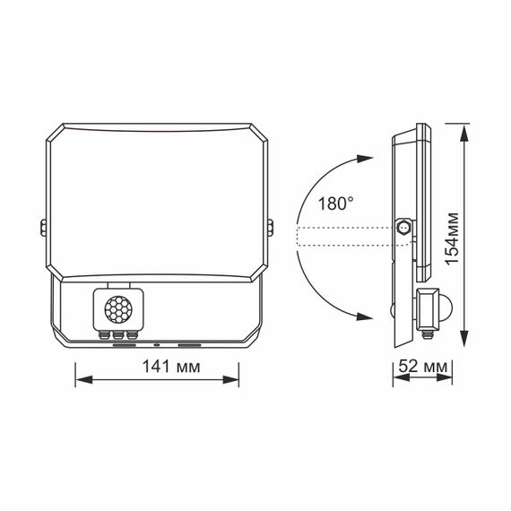 Світлодіодний прожектор VIDEX F3 30W 5000K з датчиком руху 220V Black (VLE-F3-0305B-S) | Зображення 5