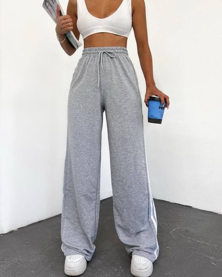 Женские свободные широкие штаны палаццо BF1275 цвет серый, размер 48/50