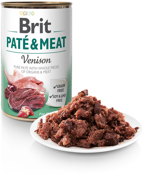 Вологий корм консерва Brit Pate & Meat для дорослих собак, оленина та курка 400г | Зображення 2