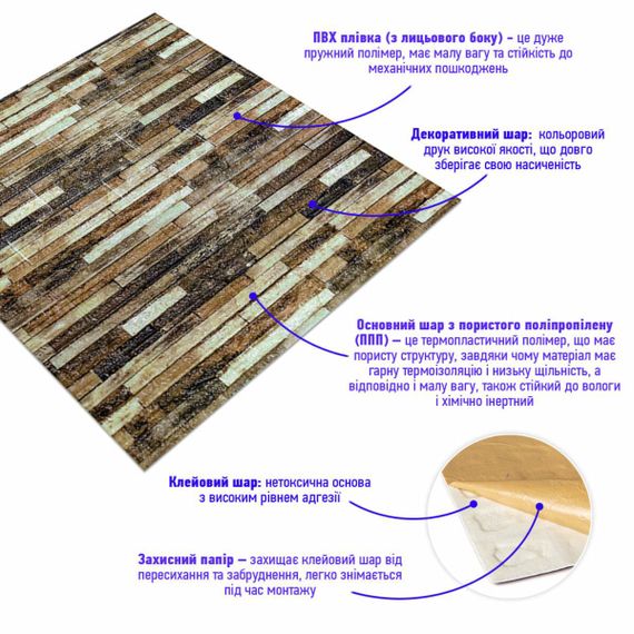 Самоклеюча декоративна панель під цеглу мікс 700x770x6мм (343) SW-00000890 | Зображення 1