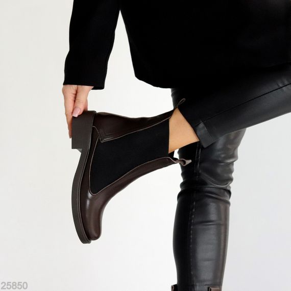 Повсякденні Шоколадні шкіряні черевики челсі низький хід зима 2026 | Зображення 8