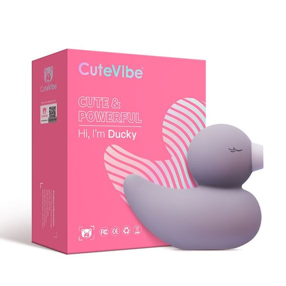 Вакуумный вибратор-уточка CuteVibe Ducky Grey | Зображення 3