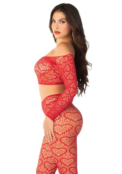 Комплект Leg Avenue Off The Shoulder Top and Footless Tights One Size, Red sexstyle | Зображення 1