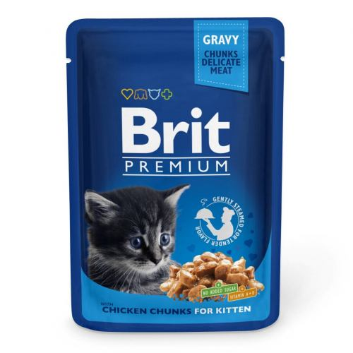 Влажный корм Brit Premium для котят с кусочками курицы 24шт*100г