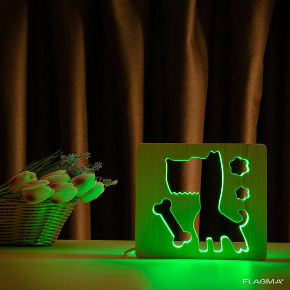 Светильник ночник ArtEco Light из дерева LED "Пес и косточка" с пультом и регулировкой... | Зображення 9