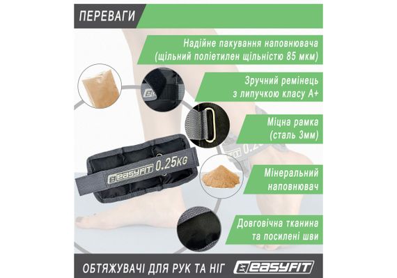 Обтяжувачі EasyFit i-Lite для ніг та рук 2 шт по 0.25 кг (EF-WHT-0.25) | Зображення 4