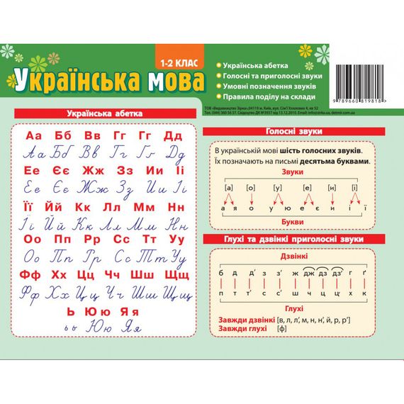 Картонка-підказка Азбука 1-2 кл. 66439 20х15 см | Зображення 1