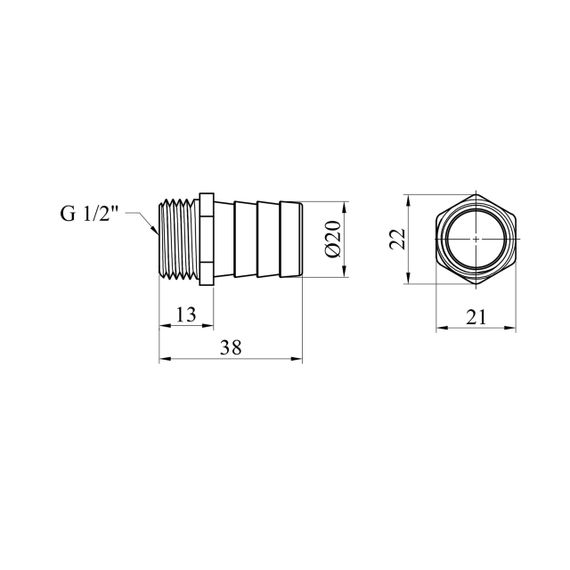 Штуцер Karro 1/2" РЗ, D=20 мм нікельований KR-821 | Зображення 1