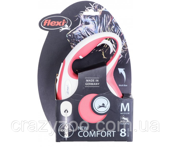 Поводок-рулетка для собак Flexi New Comfort М до 25 кг красный трос 8 м 043127 | Зображення 2