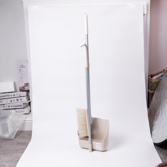 Набір віник і совок на довгій ручці для підлоги 25×24×100 см щітка віник для прибирання Бежевий HP-45-15BE | Зображення 1