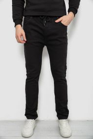 Джинсы мужские на резинке утепленные, цвет черный, 244R663