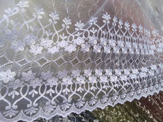 Тюль ромашки, гардини, білий однотонний фатин з вишивкою для спальні, вітальні, дитячої | Зображення 3
