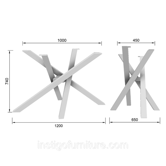 Подстолье каркас для стола из металла 1200×650mm, H=740mm Серый | Зображення 3