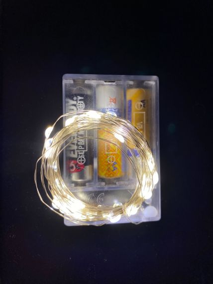 Новогодняя гирлянда роса на батарейках 50 LED 5м теплого белого цвета | Зображення 1