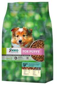 Сухой корм Экко гранула премиум для щенков, беременных и кормящих с курицей, четырехлистник 5кг