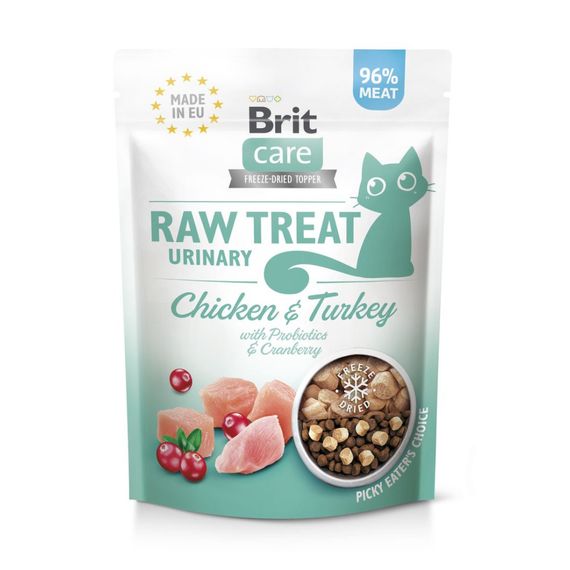 Ласощі Brit Raw Treat Freeze-dried Urinary д/котів д/сечовидільної системи курка та індичка 40 г