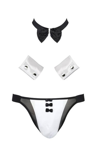 Комплект еротичної чоловічої білизни Passion 036 ALFRED XXL/XXXL Black, труси, комірець, манжети sexstyle | Зображення 2